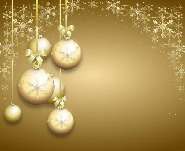 Fundo de Natal dourado decorado com bulbos de Natal — Fotografia de Stock