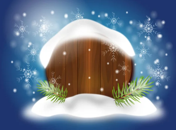 Fondo de Navidad con snowy board — Foto de Stock