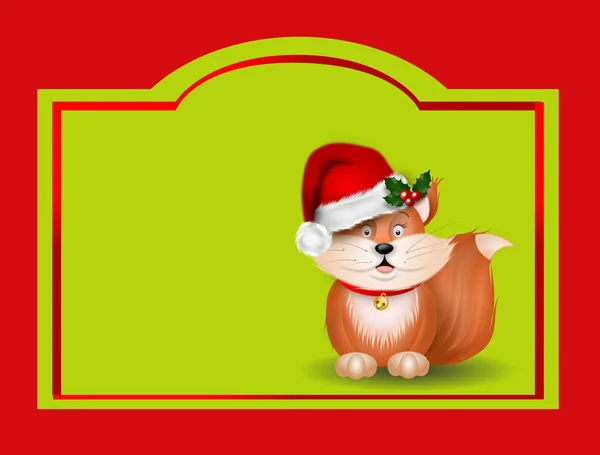 Kerst etiket met fox — Stockfoto