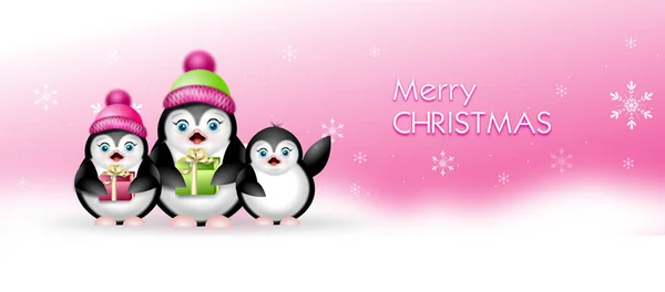 Winter web banner with penguins — Stock Photo, Image