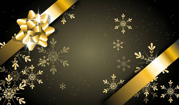 Cartão de felicitações de Natal com fita dourada — Fotografia de Stock