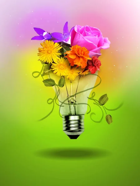 Ampoule avec fleurs Images De Stock Libres De Droits