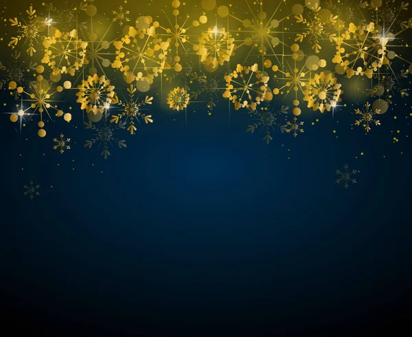 Blue christmas background with golden decoration — Stock Photo, Image
