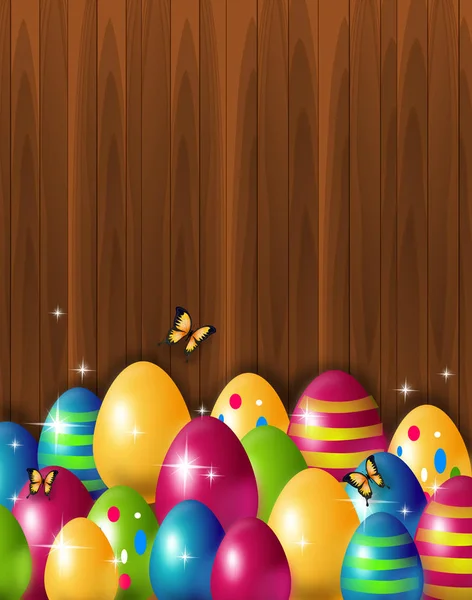 Великодній фон з різнокольоровими великодніми яйцями — стокове фото
