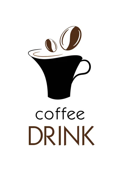 コーヒーの粒でカップのコーヒー飲むベクトル イラスト — ストック写真