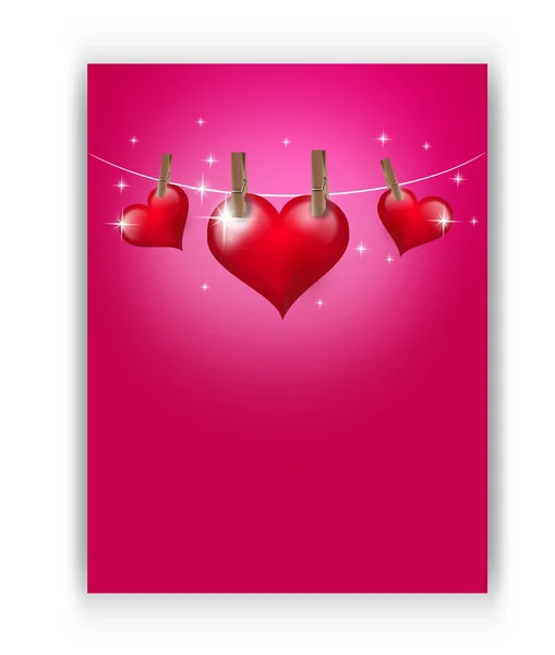 Fondo rosa decorado con corazón rojo — Foto de Stock