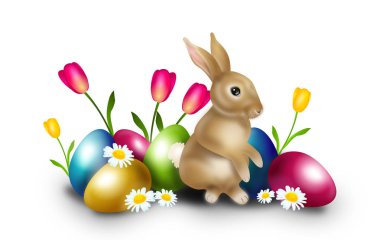 Paskalya yumurtaları ve bunny Paskalya dekorasyon