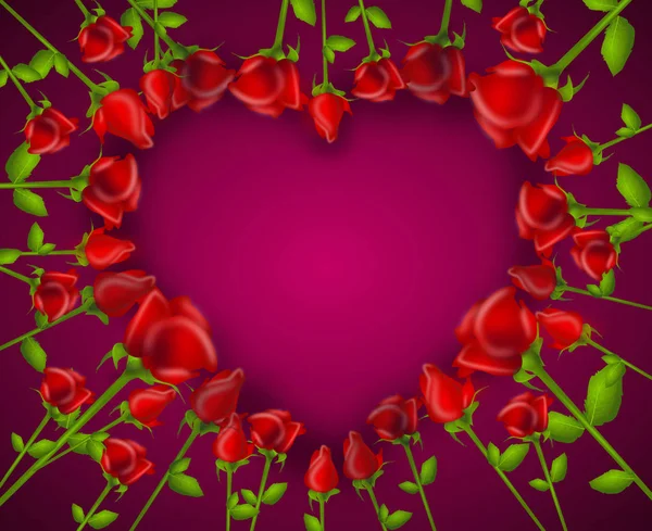 Illustration of heart set of red roses — Stock Photo, Image