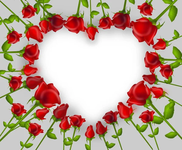 Illustration of heart set of red roses — Stock Photo, Image