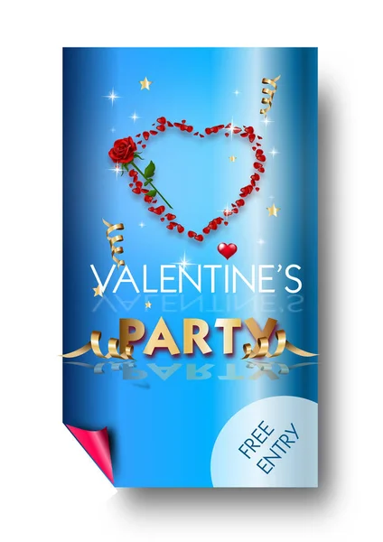 Valentine's party niebieski plakat — Zdjęcie stockowe