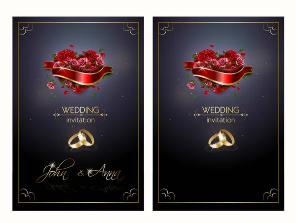 Wedding invitation with rose heart