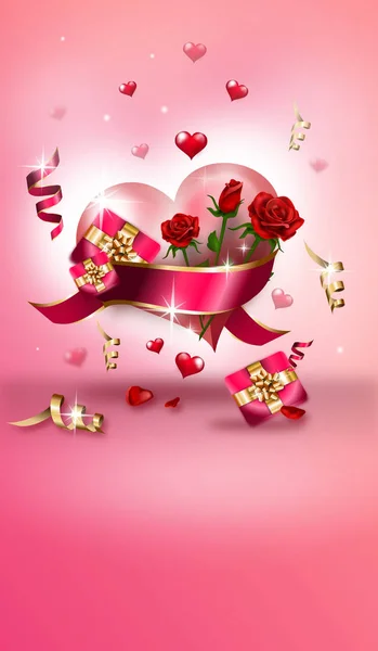 Greeting card to valentine's day with rose and heart — Stock Photo, Image