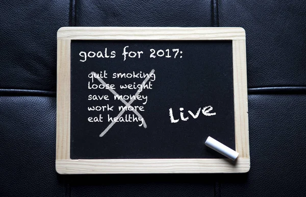 Ziele für 2017 auf Kreidetafel geschrieben — Stockfoto