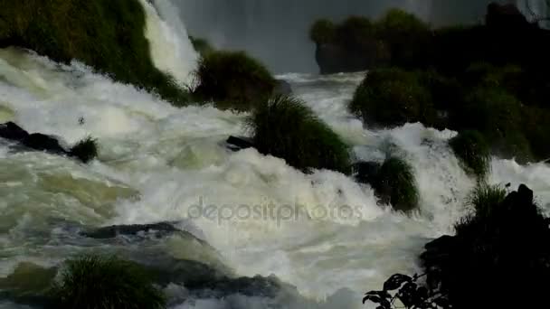 Close-up de uma cachoeira selvagem e forte — Vídeo de Stock