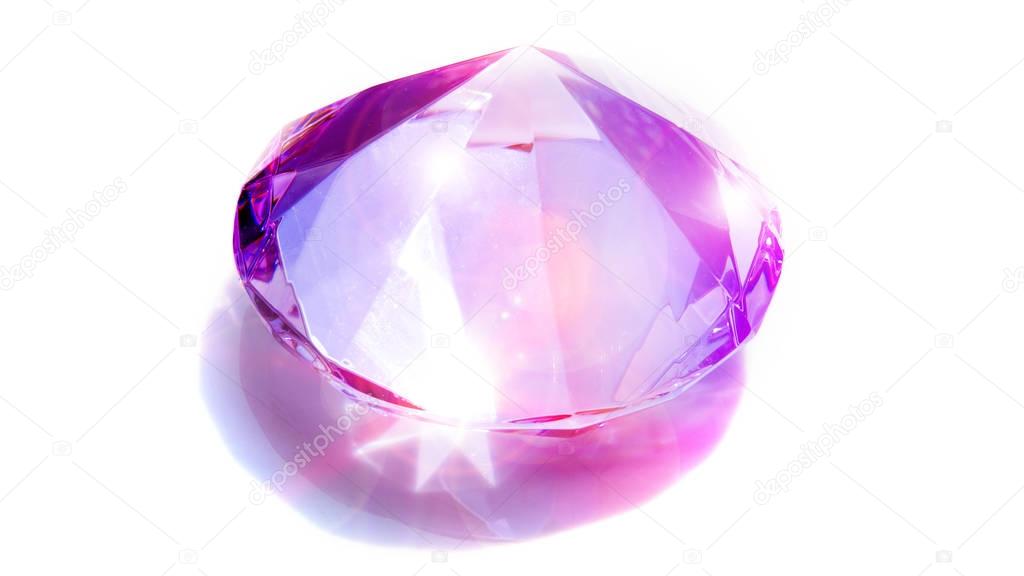 pink shiny diamond on white table