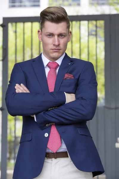 Portrait of handsome blond man in suit — Stock Photo, Image