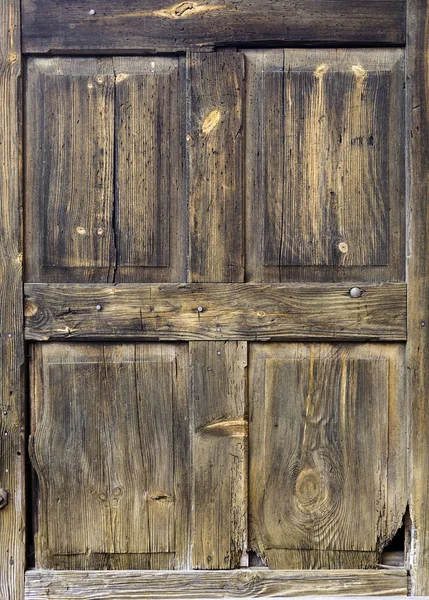 Closeup of an old wooden brown door — Stock Photo, Image