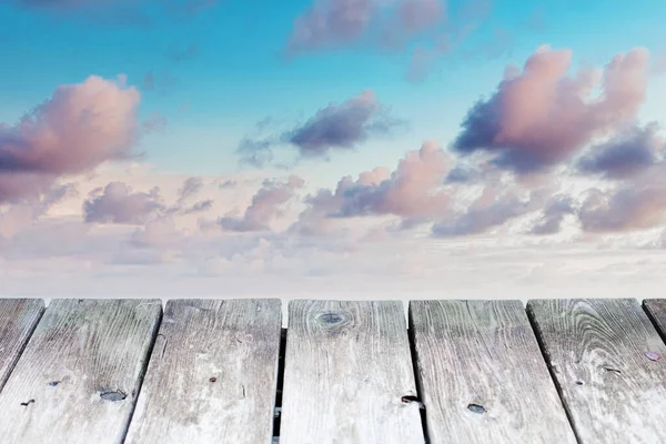 Старі Дерев Яні Дошки Вид Блакитне Небо Хмари — стокове фото
