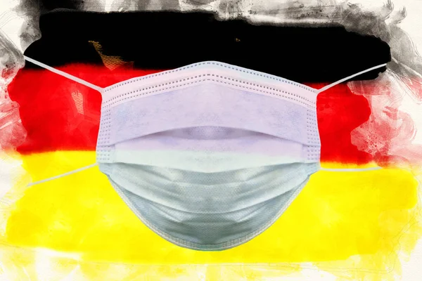 Illustration German Flag Respirator Mask — Stock Photo, Image