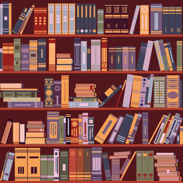 Estante, livros, biblioteca, vetor —  Vetores de Stock