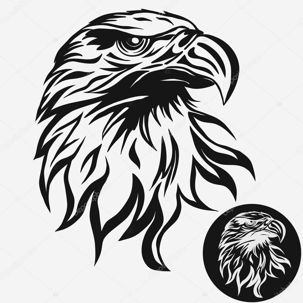 Eagle head logo Template, Hawk mascot graphic, Portrait of a bald eagle. Vector