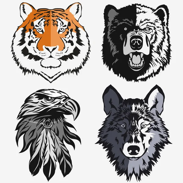 Tiger Eagle varg bära logotypen anger vector — Stock vektor