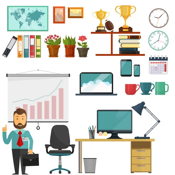 Office element insamling, Business utbildning uppsättning — Stock vektor