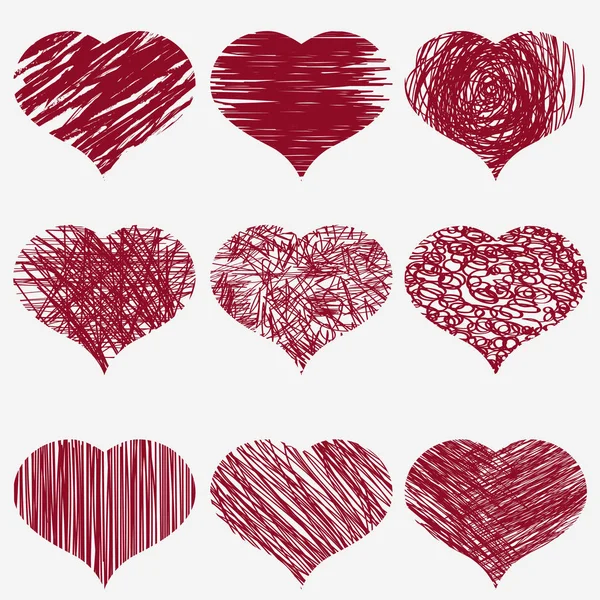 Set cuore disegnato a mano — Vettoriale Stock