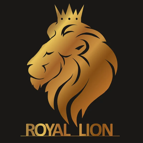 王冠のロゴとライオン ヘッド — ストックベクタ