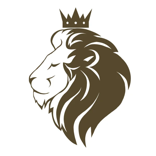 Λιοντάρι κεφάλι με στέμμα λογότυπο — Διανυσματικό Αρχείο