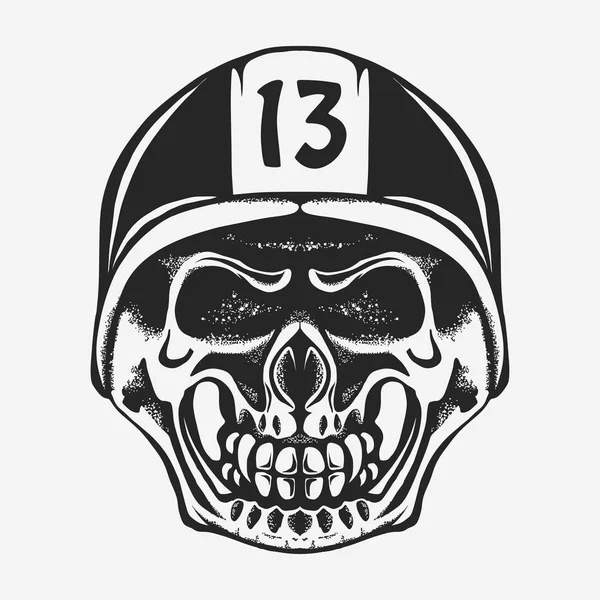 Skull rider in helmet with goggles. vector — Stock Vector