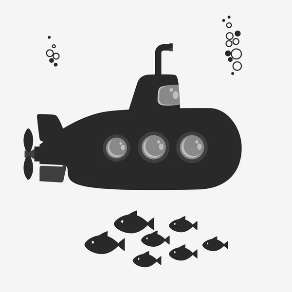 Submarine with periscope — Stock Vector