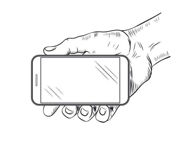 Мобильный телефон в руке — стоковый вектор