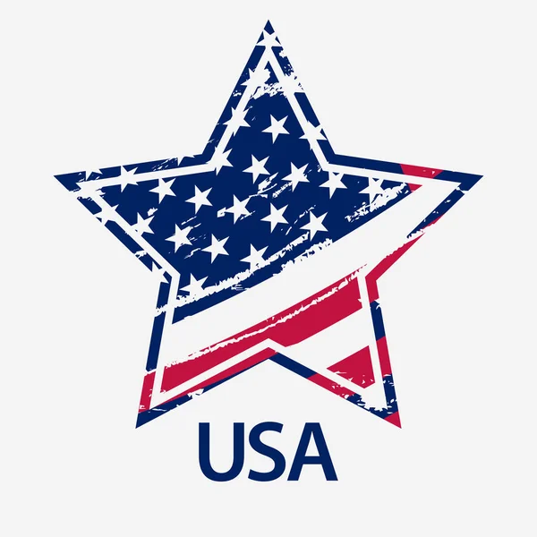 EE.UU. Estrella, Grunge bandera americana, vector — Archivo Imágenes Vectoriales