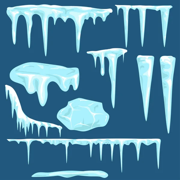 雪冰柱，雪帽套. — 图库矢量图片