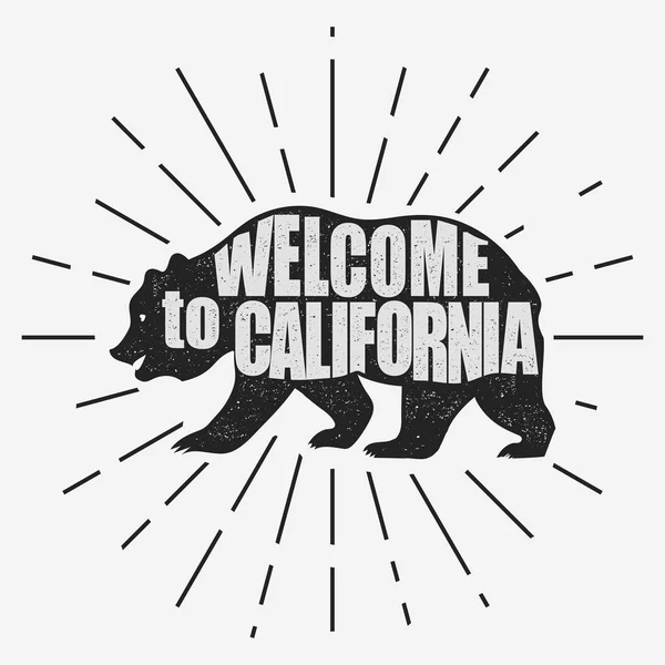 Typographie californienne, t-shirt grizzly Bear. vecteur — Image vectorielle