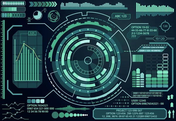 Elementos de interfaz de usuario táctil gráfico virtual futurista. vector — Archivo Imágenes Vectoriales