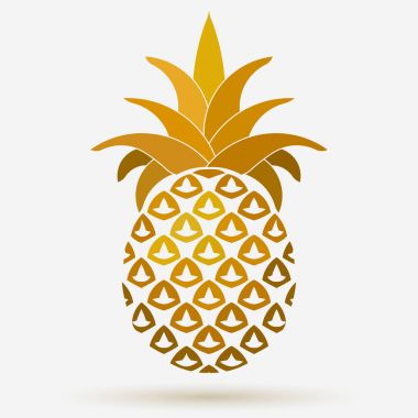 Ananas altın meyve tasarım öğesi, tropikal yaz gıda