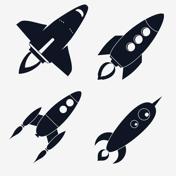 Rocket ships Start Up flat style Set. vector — Stock Vector