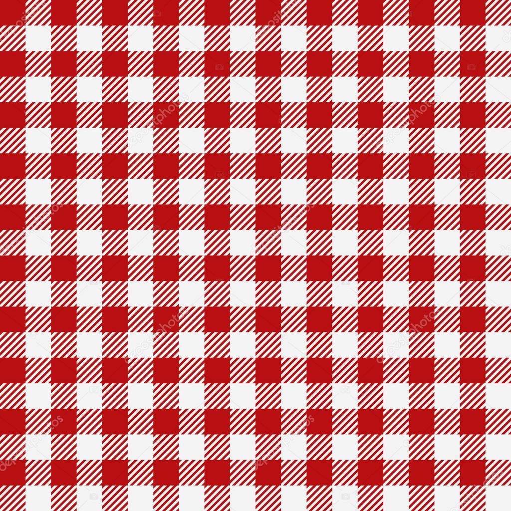Red checkered texture, restaurant seamless pattern, kitchen tablecloth background, plaid wallpaper