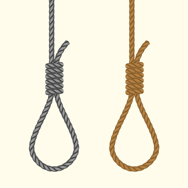 Rope hanging loop. Noose with hangmans knot. Suicide Death penalty