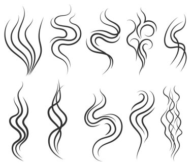 Smoke and steam smell lines, gas icon, aroma flow clipart