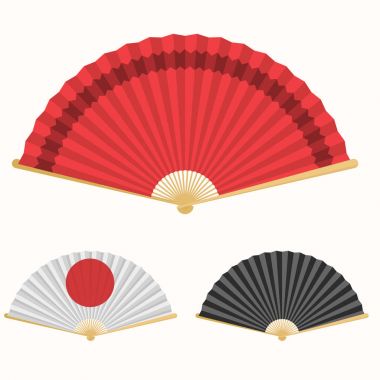 Japonya katlama fan. Japon kültürünün sembolü. El kağıt fan seti