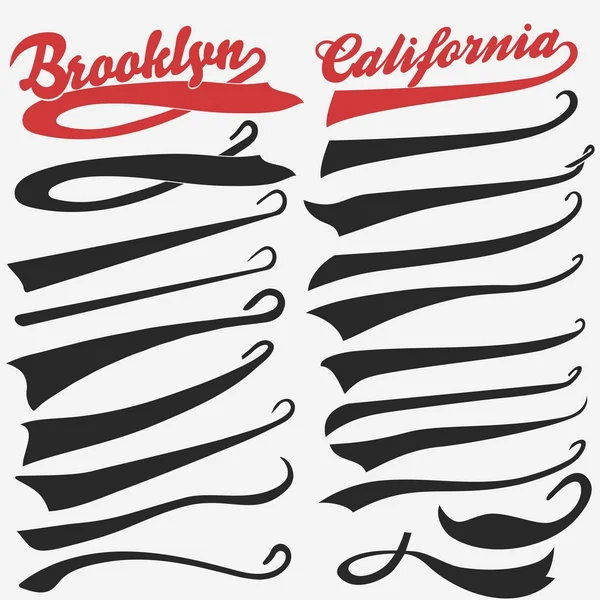 Swooshes set para tipografía atlética. Vector — Vector de stock