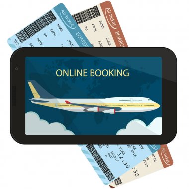 Online Sipariş ve bir rezervasyon bilet hava. Vektör