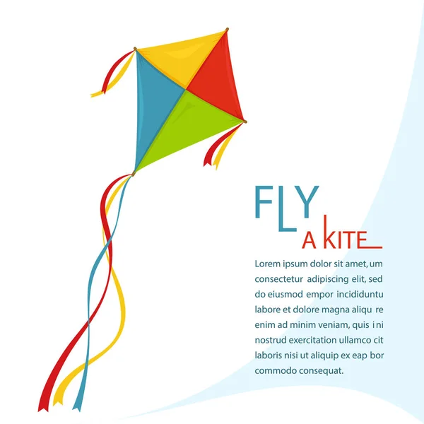 Kite in de lucht vliegen, vector — Stockvector