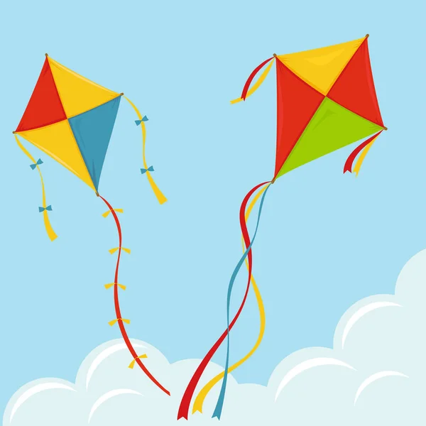 Kite in de lucht vliegen, vector — Stockvector