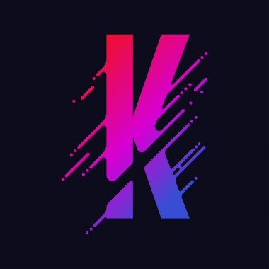 Alfabe harf, stilize renkli sıvı mürekkep yazı tipi. Vektör