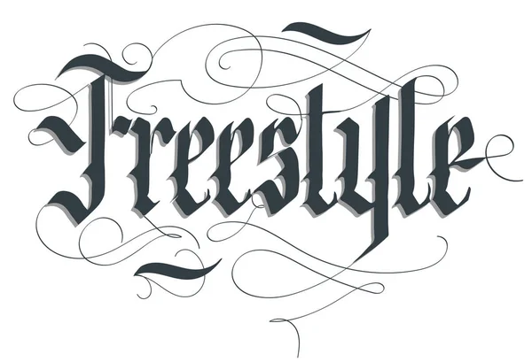 Freestyle písmo typografie emblém, extrémní sportovní tričko, bmx rider skateboard tisku. vektor — Stockový vektor