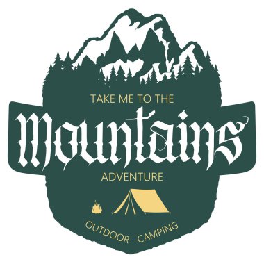 Açık dağ sefer tipografi